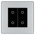 BG Nexus Screwless Polished Chrome Double Master Touch Dimmer Switch - Black Insert