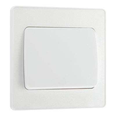 BG Evolve Pearlescent White 1G Wide Rocker Light Switch PCDCL12WW with 35mm Steel Back Box