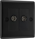 BG NFB61 Nexus Metal Matt Black Double TV Aerial Socket
