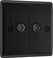 BG NFB61 Nexus Metal Matt Black Double TV Aerial Socket by British General (BG-NFB61)