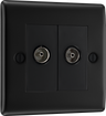 BG NFB61 Nexus Metal Matt Black Double TV Aerial Socket by British General (BG-NFB61)