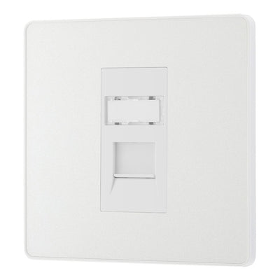 BG Evolve Pearlescent White RJ45 Cat6 Single Data Socket PCDCLRJ451W with 35mm Steel Back Box