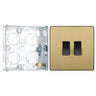 BG Evolve Satin Brass 2 Gang 20A 16AX 2 Way Light Switch PCDSB42B with 25mm Steel Back Box