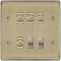 BG Nexus Antique Brass 6 Gang Switch 4x Trailing Edge LED Dimmer 2x Intermediate Switch