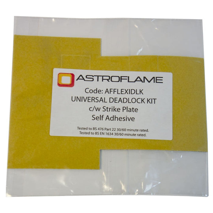 Astroflame Universal Deadlock Kit To Suit 64/76mm Backset C/W Strike Plate - Self Adhesive