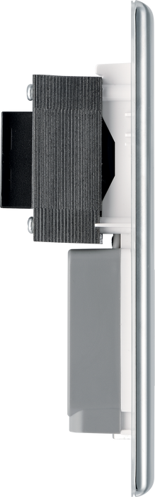 BG NPC20W Nexus Metal Polished Chrome 115-230V Dual Voltage Shaver Socket - White Insert