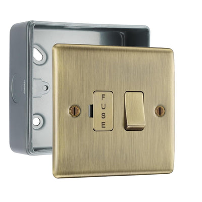 BG Nexus Antique Brass 13A Switched Fused Connection Unit with Surface Pattress Back Box by British General (BG-NAB50+MC501)