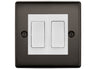 BG Nexus Black Nickel 2-Gang Light Switch 1x 2-Way + 1x Intermediate – White Inserts by British General (BG-Nexus-BN-2G-Combo-1x INT-1x 2WAY WH)