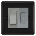 BG Nexus Metal Matt Black 20A Double Pole Switch & 13A Fused Spur Plate | Grey Insert