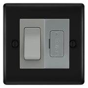 BG Nexus Metal Matt Black 20A Double Pole Switch & 13A Fused Spur Plate | Grey Insert