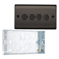 BG Nexus Black Nickel 200W 2 Way Trailing Edge Quadruple Dimmer Switch NBN84 and 25mm Steel Back Box