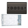 BG Nexus Black Nickel 200W 2 Way Trailing Edge Quadruple Dimmer Switch NBN84 and 25mm Steel Back Box by British General (BG-NBN84+HGS04)