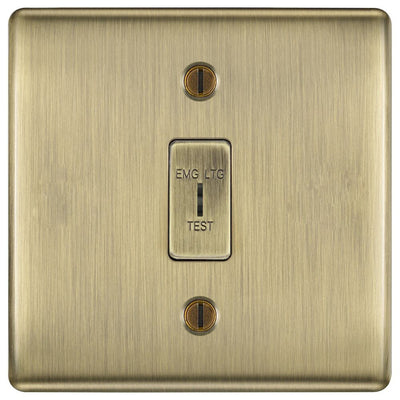 BG Nexus Metal Antique Brass 2 Way Single Pole Emergency Key Switch NAB12EL by British General (BG-NEXUS-AB-1GANG-2Way-EMG-LTG-TEST)