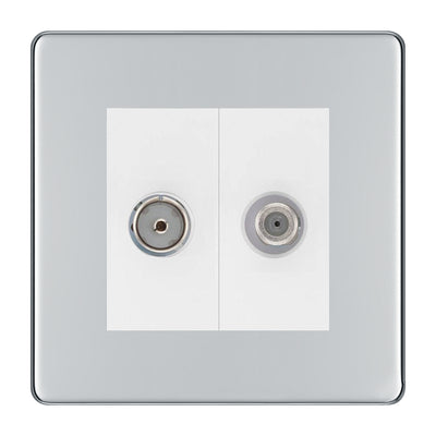 BG Flatplate Screwless Polished Chrome TV & Satellite Socket FPC65W by BG Nexus (BG-FPC65W)