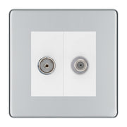 BG Flatplate Screwless Polished Chrome TV & Satellite Socket FPC65W by BG Nexus (BG-FPC65W)