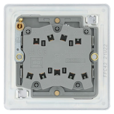 BG Screwless Polished Chrome 20A 16AX 2 Way Triple Light Switch FPC43 with 35mm Steel Back Box