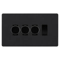 BG Evolve Matt Black 4 Gang Switch 3x Trailing Edge LED Dimmer 1x Intermediate Custom Grid Switch
