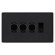 BG Evolve Matt Black 4 Gang Switch 3x Trailing Edge LED Dimmer 1x Intermediate Custom Grid Switch by British General (BG-Evolve-MB-4G-CUSTOM-3x-Dimmer-1x-INT)