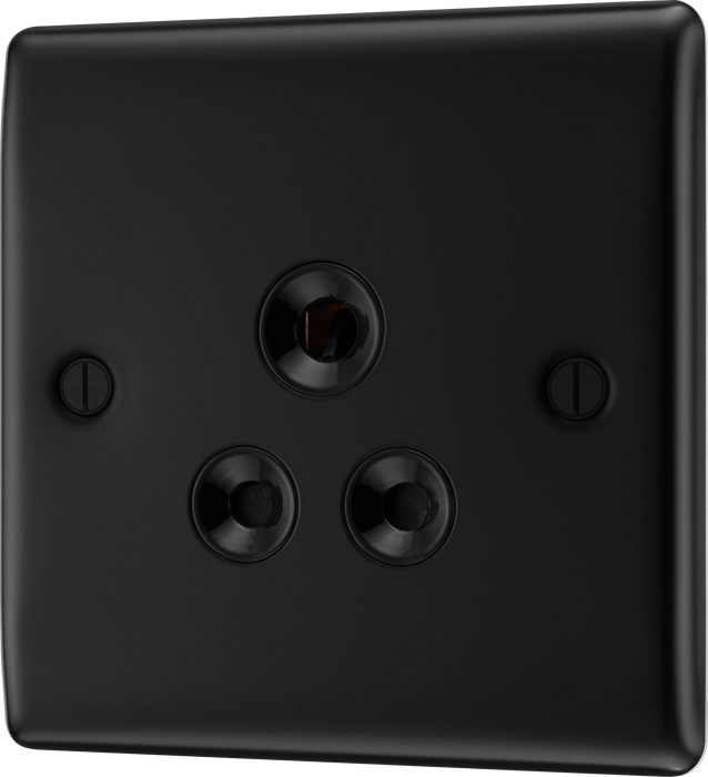BG NFB29B Nexus Metal Unswitched Round Pin Socket 5A - Black Insert - Matt Black