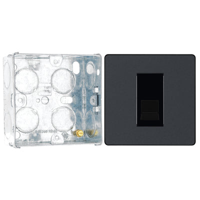 BG Evolve Matt Grey 1 Gang Secondary Telephone Outlet PCDMGBTS1B with 35mm Steel Back Box