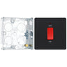 BG Evolve Matt Black 1 Gang Single Plate 45A 2 Pole Neon Cooker Switch PCDMB74B with 25mm Steel Back Box