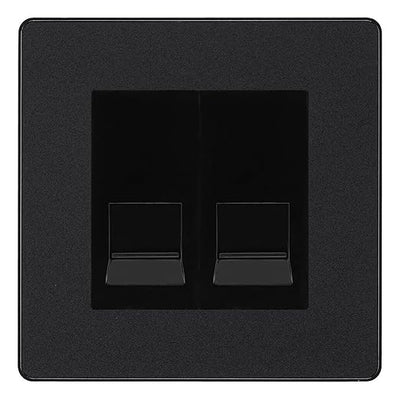 BG Evolve Matt Black Double IDC Secondary Telephone Socket - Black Insert
