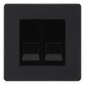 BG Evolve Matt Black Double IDC Secondary Telephone Socket - Black Insert