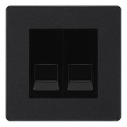 BG Evolve Matt Black Double IDC Secondary Telephone Socket - Black Insert by British General (BG-PCDMBBTS2B)