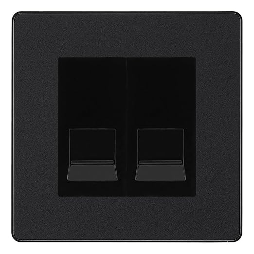BG Evolve Matt Black Double IDC Secondary Telephone Socket - Black Insert