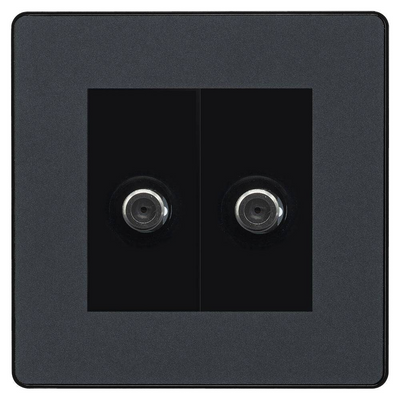 BG Evolve Matt Grey Double Satellite Socket PCDMG642B