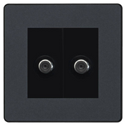 BG Evolve Matt Grey Double Satellite Socket PCDMG642B by British General (BG-PCDMG642B)