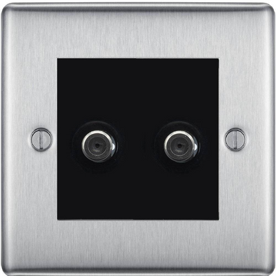 BG Nexus Metal Brushed Steel Double Satellite Socket NBS642B by British General (BG-NBS642B)
