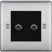 BG Nexus Metal Brushed Steel Double Satellite Socket NBS642B by British General (BG-NBS642B)
