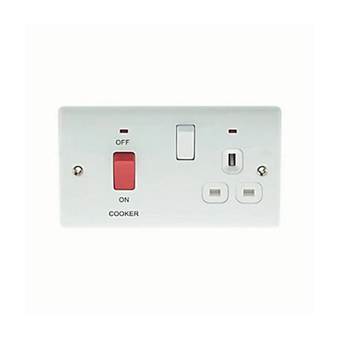 British General NPW70W White 45A Cooker Switch & Socket