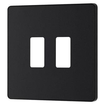 BG RPCDMB2B Evolve Grid Matt Black 2 Module Square Front Plate - Black Trim