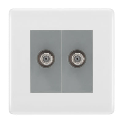 BG White Moulded Double Satellite Socket NWM642G by British General (BG-NWM642G)
