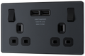 BG Evolve PCDMG22U3B Matt Grey 2 Gang 13A 2x USB-A 3.1A Socket-Black Insert