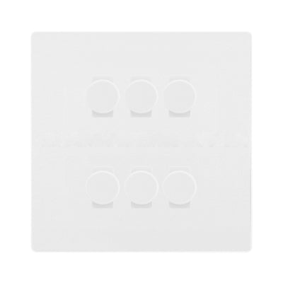 BG Evolve Pearlescent White 6 Gang Trailing Edge LED Dimmer Light Switch 2 Way Custom Switch by British General (Evolve-PW-CUSTOM-6GANG-6xDIMMER-2WAY)