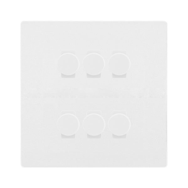 BG Evolve Pearlescent White 6 Gang Trailing Edge LED Dimmer Light Switch 2 Way Custom Switch