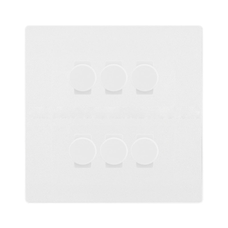 BG Evolve Pearlescent White 6 Gang Trailing Edge LED Dimmer Light Switch 2 Way Custom Switch