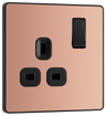 BG Evolve PCDCP21B Polished Copper 1 Gang 13A Switched Socket Outlet - Black Insert by British General (BG-PCDCP21B-Shopify-SA_1)