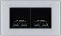 BG Polished Chrome 4G Euro Plate with 2X USB-A Dual Chargers – Black Insert