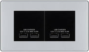 BG Polished Chrome 4G Euro Plate with 2X USB-A Dual Chargers – Black Insert by British General (BG-FPCEMR4+EMUSB3B)