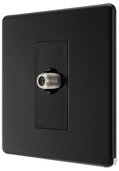 BG Nexus Flatplate Screwless Matt Black Satellite Socket FFB64 by British General (BG-FFB64-1)