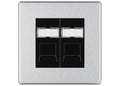BG Screwless Brushed Steel 2 Gang RJ45 Socket FBSRJ452B Black Inserts