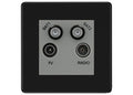 BG Screwless Matt black TV/FM/2x SAT Quadplex Socket – Grey Insert