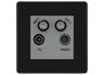 BG Screwless Matt black TV/FM/2x SAT Quadplex Socket – Grey Insert by British General (BG-FFBTVFMSAT2G)