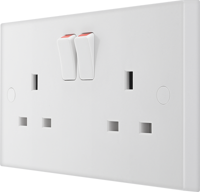 BG 922DP Moulded Square Edge | White | 2 Gang 13A 2 Pole Switched Socket by British General (BG-922DP)