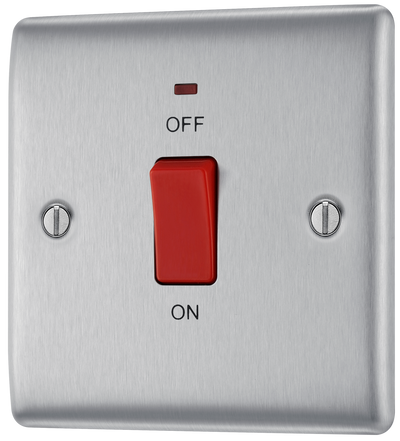NBS74 Front - This 45A single switch for cookers from British General is double poled for safety and has a flush power indicator.