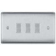 BG Brushed Steel 3 Gang Light Switch 2x Intermediate 1x 2 Way Custom Switch by British General (BG-NEXUS-BS-3G-CUSTOM-2x-INT-1x-2WAY-SP)